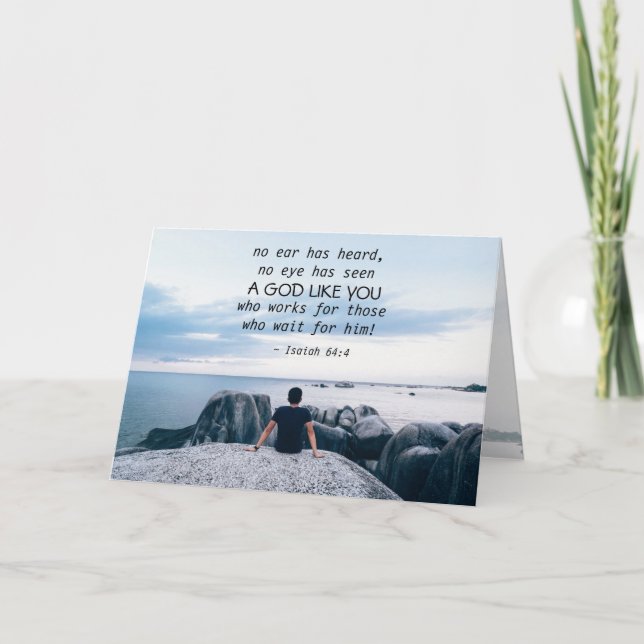 Isaiah 64:4 no ear has heard, Bible Verse Card (Front)