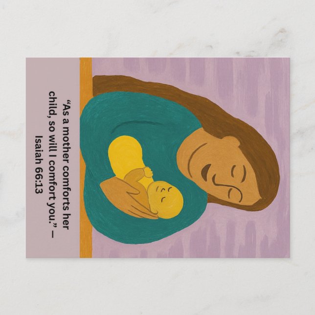 Isaiah 66:13 Comforting Mother and Baby Postcard (Front)