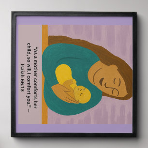 Isaiah 66:13 Comforting Mother and Baby Postcard Peel And Stick Photo Tile