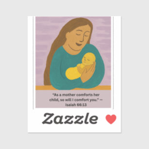 Isaiah 66:13 Comforting Mother and Baby Postcard Sticker