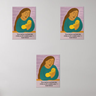 Isaiah 66:13 Comforting Mother and Baby Postcard Wall Art Sets