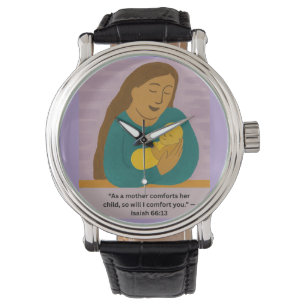 Isaiah 66:13 Comforting Mother and Baby Postcard Watch