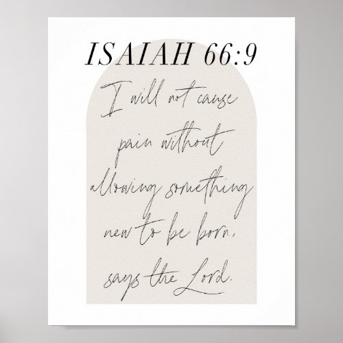 Isaiah 669 Minimal Boho Beige Arch Script Poster