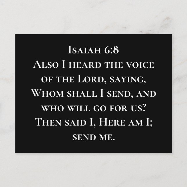 Isaiah 6:8 Here Am I, Send Me Christian Missions Postcard (Front)