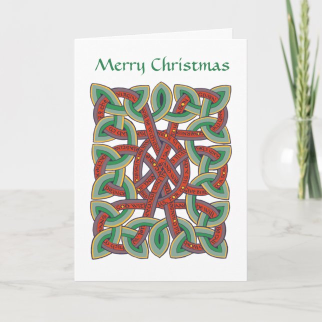 Isaiah 7 Bible Verse Calligraphy and Celtic Knot Holiday Card (Front)