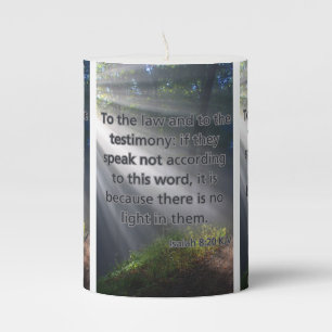 Isaiah 8:20 KJV Bible Scripture Pic Pillar Candle