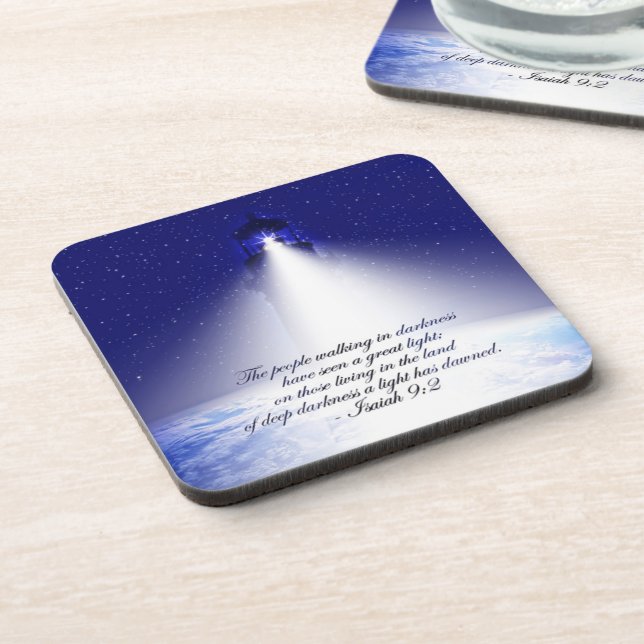 Isaiah 9:2 Christmas Photo Beverage Coaster (Left Side)