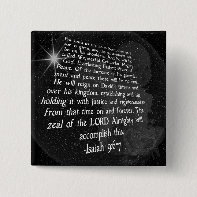 Isaiah 9:6-7 Unto Us a Child is Born - Jesus Button (Front)