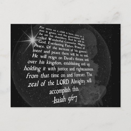 Isaiah 96_7 Unto Us a Child is Born _ Jesus Postcard