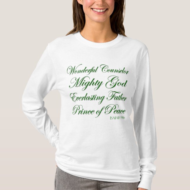 Isaiah 9:6 Christian Christmas Scripture Long T-Shirt (Front)
