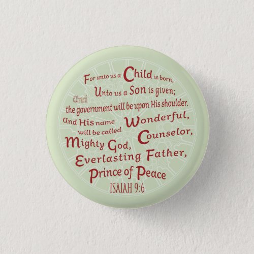 Isaiah 96 Christmas Verse Button