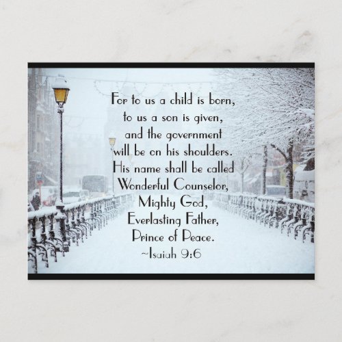 Isaiah 96 For to us a Child is Born Christmas Holiday Postcard