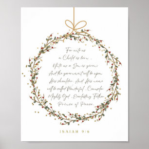 Isaiah 9:6 For Unto Us A Child is Born Christmas Poster