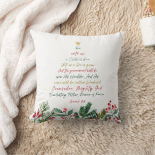 Isaiah 9:6 For Unto Us A Child is Born Christmas Throw Pillow