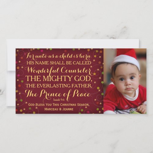 Isaiah 96 For Unto Us A Child Is Born Holiday Card