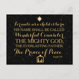 Isaiah 9:6 For Unto Us A Child Is Born Holiday Postcard