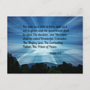 Isaiah 9:6 For unto us a child is born... Postcard