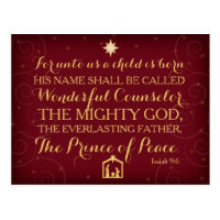 Isaiah 9:6 For Unto Us A Child Is Born Postcard