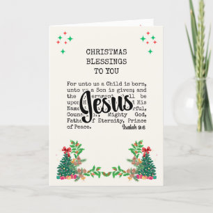 ISAIAH 9:6 For Unto Us Jesus Christian Christmas  Holiday Card
