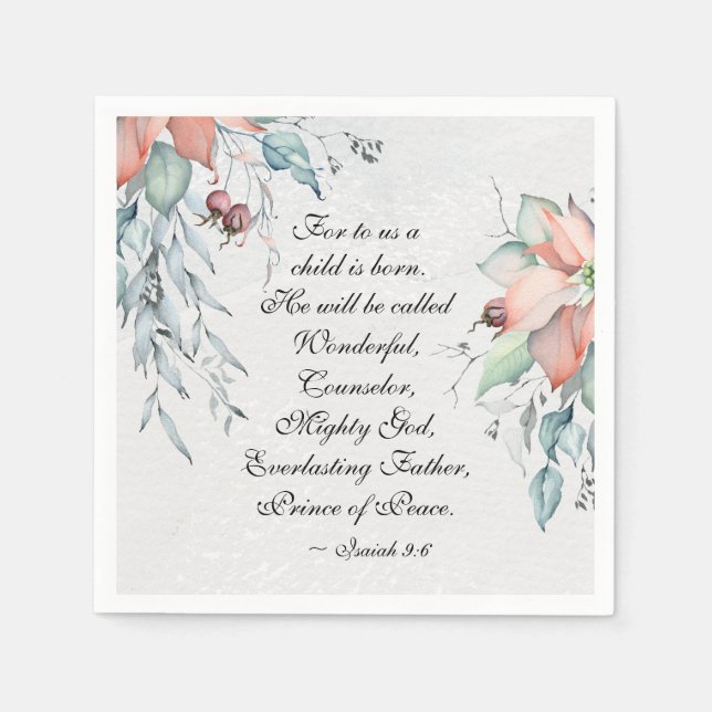 Isaiah 9:6 He will be called Wonderful...Christmas Napkins (Front)