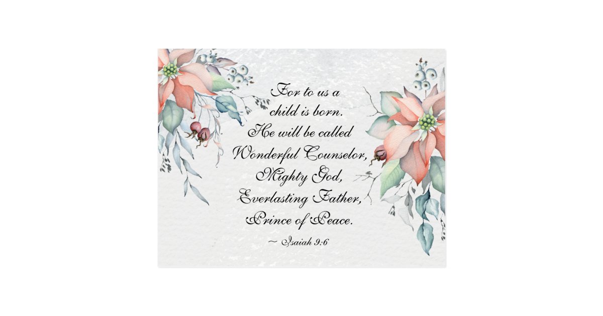Isaiah 9:6 He will be called Wonderful...Christmas Postcard | Zazzle.com