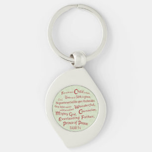 Isaiah 9:6 in Christmas Colors Keychain