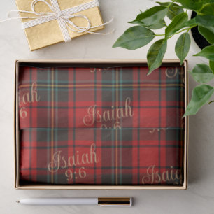 Isaiah 9:6 Lux Red Tartan Christmas Classic Plaid  Tissue Paper