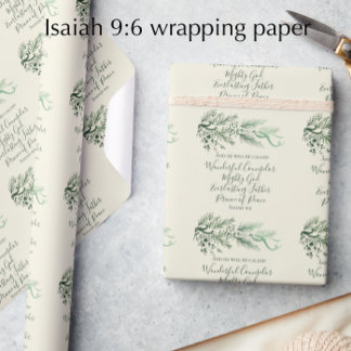 Isaiah 9:6 Scripture Custom Modern Pine Christmas Wrapping Paper