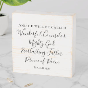 Isaiah 9:6 Scripture Modern Christmas Farmhouse Wooden Box Sign