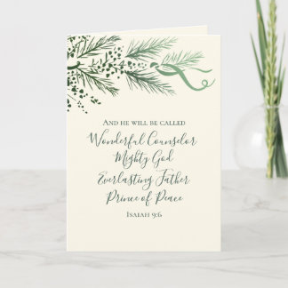 Isaiah 9:6 Scripture Pine & Bow Photo Christmas Holiday Card