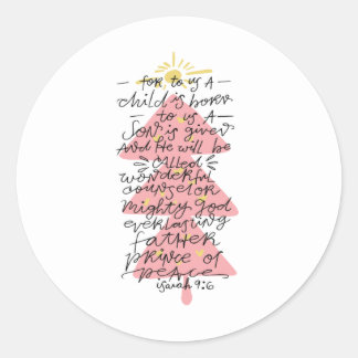 Isaiah 9:6 Typography Christmas Bible Verse Classic Round Sticker