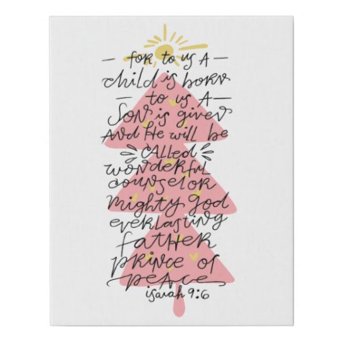 Isaiah 96 Typography Christmas Bible Verse Faux Canvas Print