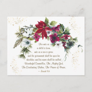 Isaiah 9:6 Unto Us A Child is Born Bible Christmas Postcard