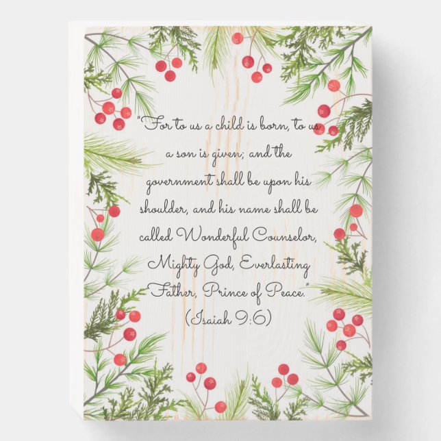 Isaiah 9:6 wooden box sign (Front Vertical)
