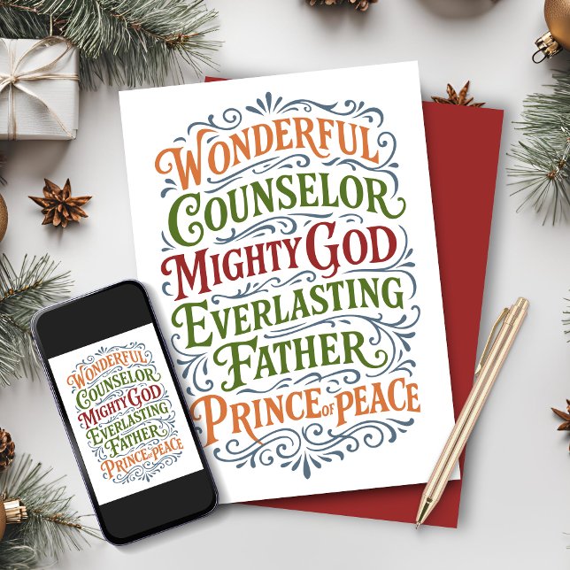Isaiah 9 Colorful Christmas Bible Verse Holiday Card (Isaiah 9 Colorful Christmas Bible Verse Holiday Cards with Digital Download)