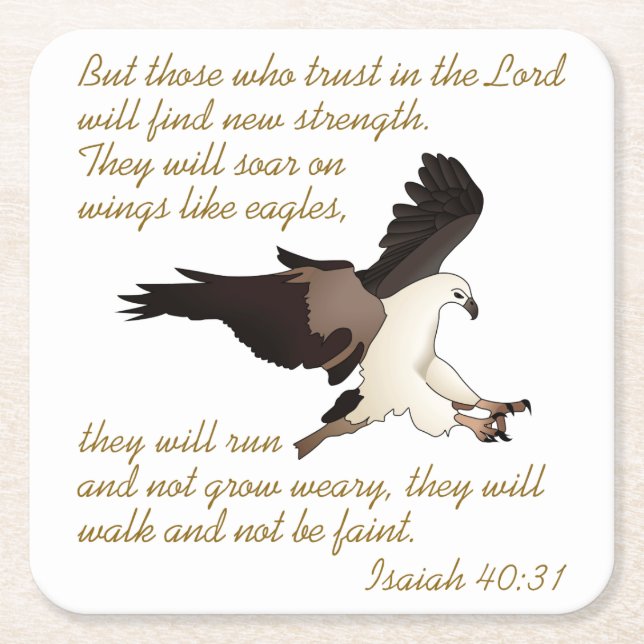 Isaiah Bible Verse Square Paper Coaster (Front)