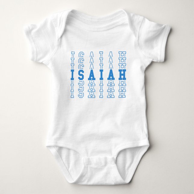 Isaiah Blue Personalized Repeat Name Baby Bodysuit (Front)