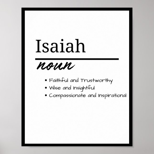 Isaiah, Boy Personalized Name Definition Poster (Front)