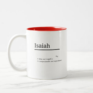 Isaiah, Boy Personalized Name Definition Two-Tone Coffee Mug