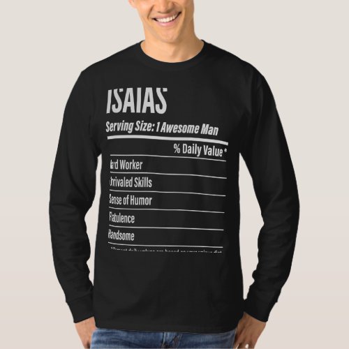 Isaias  Nutritional Facts Serving Size Calories T_Shirt