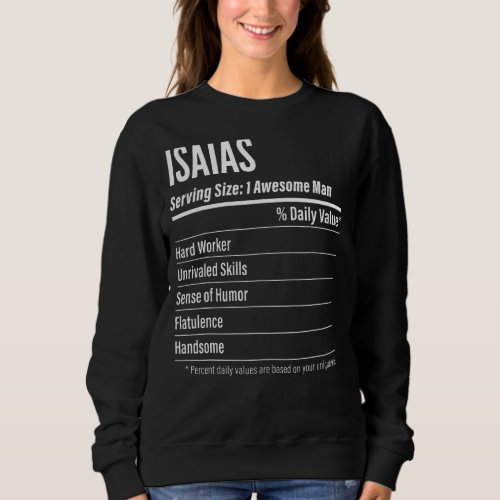 Isaias Serving Size Nutrition Label Calories Sweatshirt