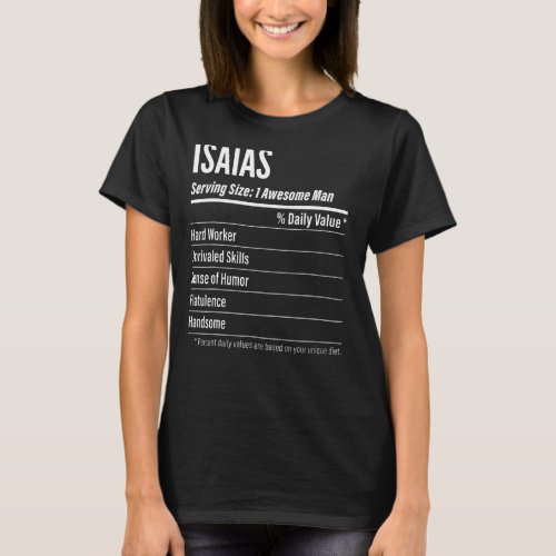 Isaias Serving Size Nutrition Label Calories T_Shirt