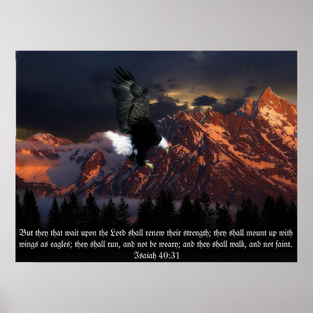 Isaih 40:31 Scripture Eagle Portrait Poster (Front)
