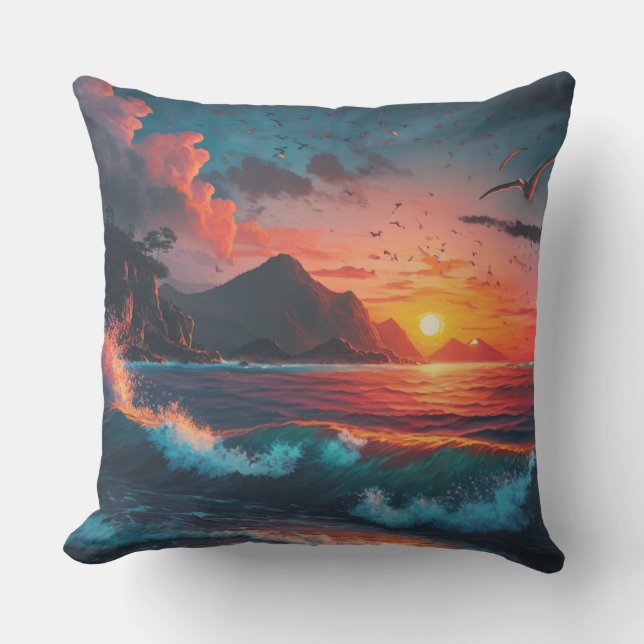 ISALND SUNSET #1 OUTDOOR PILLOW (Front)