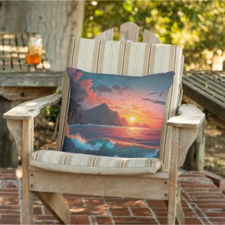 ISALND SUNSET #1 OUTDOOR PILLOW