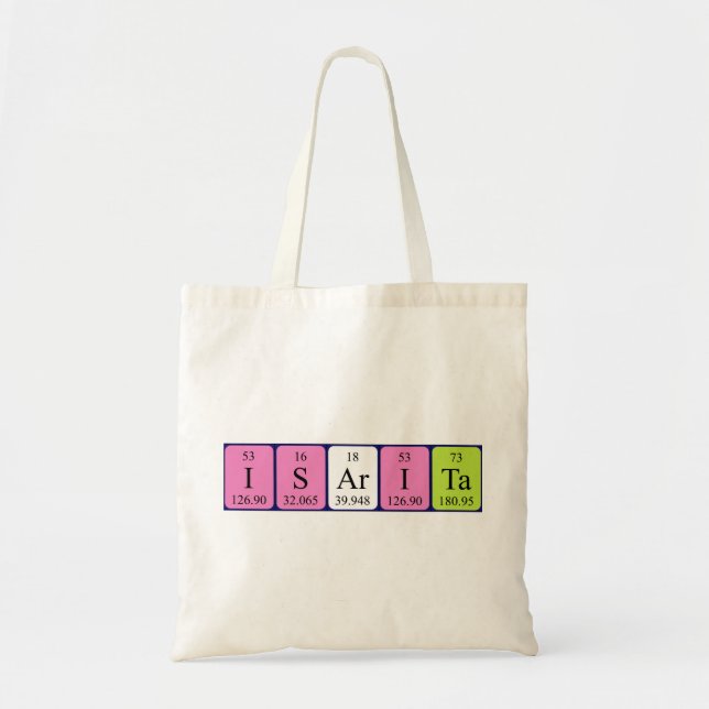 Isarita periodic table name tote bag (Front)