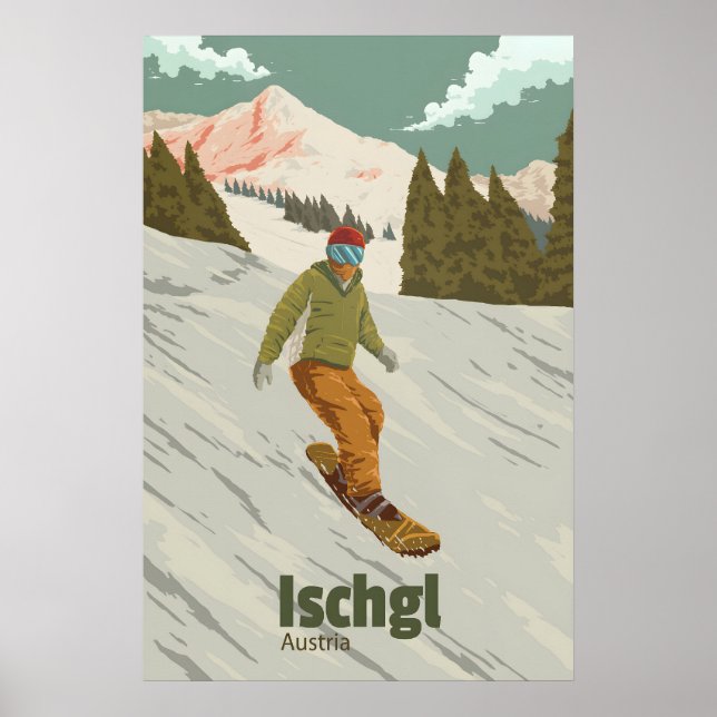 Ischgl Austria Snowboarding Travel Poster (Front)