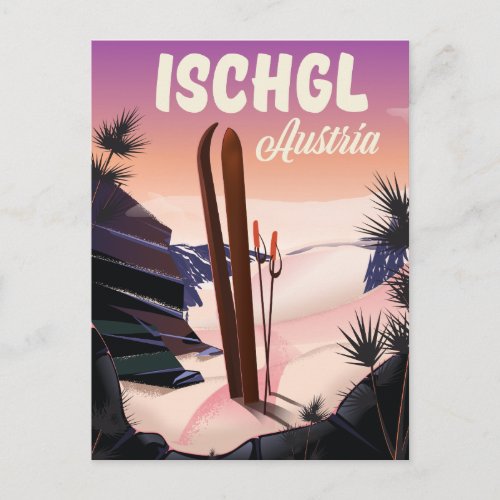 Ischgl Austria vintage ski poster Postcard