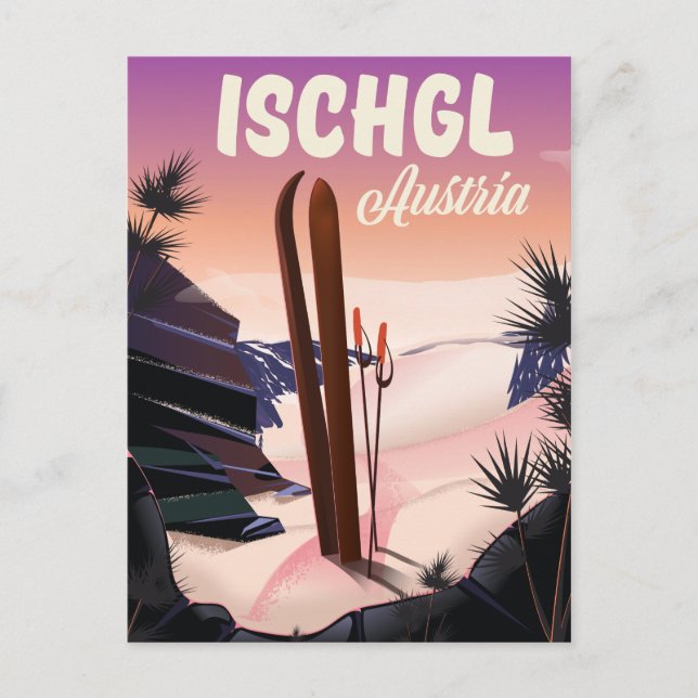 Ischgl Austria vintage ski poster. Postcard (Front)