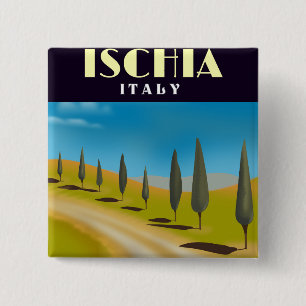 Ischia Italy travel poster Button